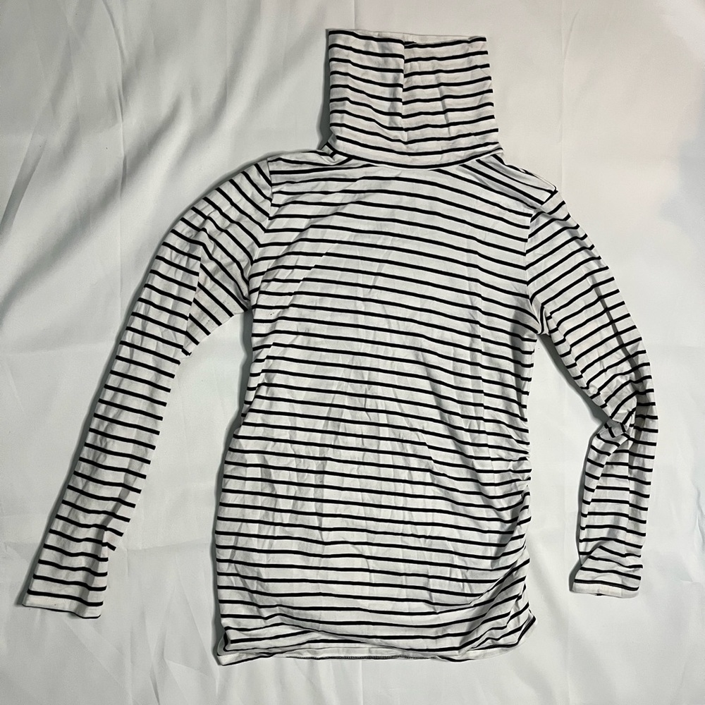 Isabel Maternity by Ingrid & Isabel Striped Turtleneck Top - Black and White